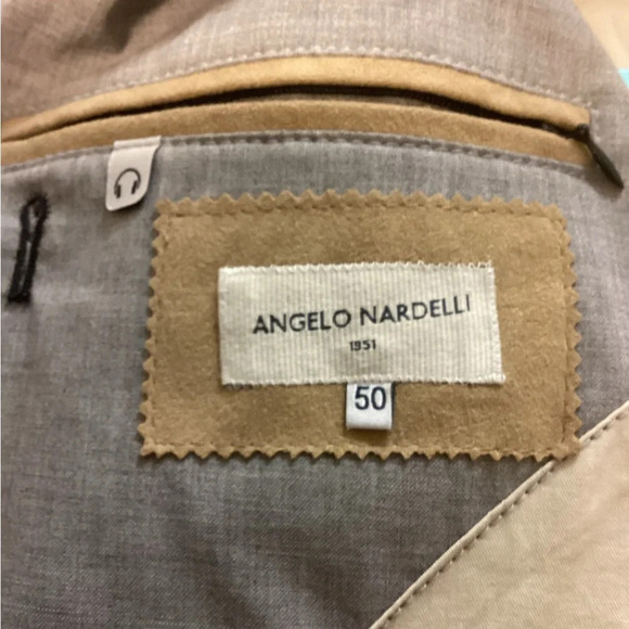 Angelo Nardelli Wool Tan Jacket With Suede Trim Size 50 Italian,/38 US - Picture 4 of 10